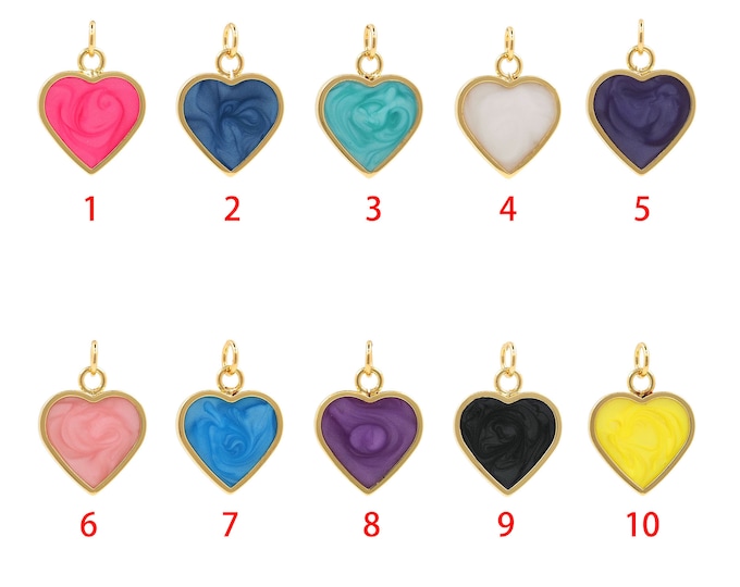Heart-Shaped Pendant,18K Gold Filled Enamel Pendant,Love Necklace,Enamel Charm, Love Charm, DIY Jewelry Accessories, 24x19x1.5mm