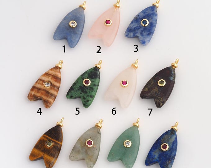 Natural Stone Pendant,Energy Stone Pendant,18K Gold Filled Stone Charm,DIY Jewelry Accessories,29.4x15x6.2mm