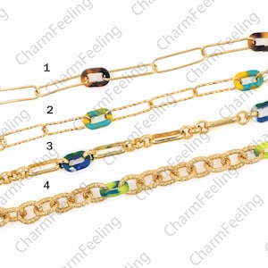 18K Gold filled Halbfertige O-Kette, Papierclip Kette, Acryl Kette, DIY Armband Halskette Herstellung Zubehör, 1 Meter