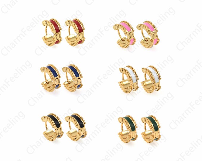 Everyday Earrings, Enamel Earrings, Enamel Charm, 18K Gold Filled Pierced Earrings, Gifts for Her, DIY Earring Accessories,12x10x4.7mm