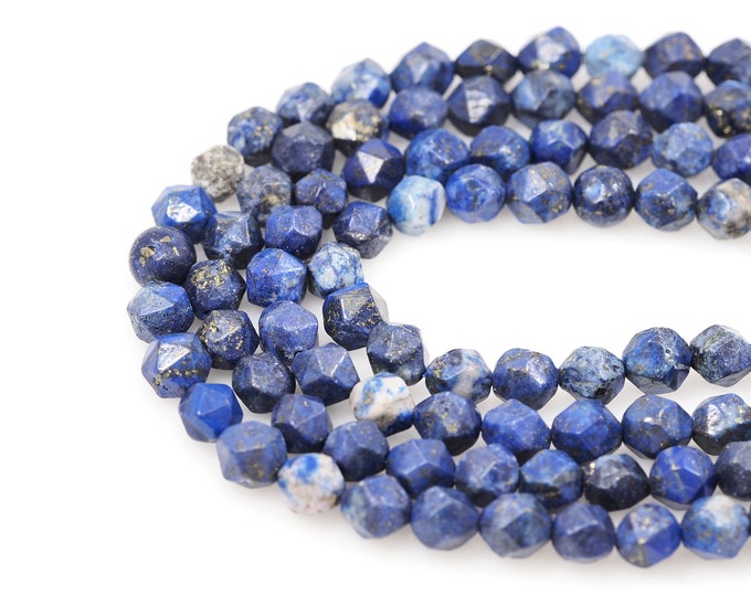 Natural Stone Necklace,Faceted Gem Beads, Lapis Lazuli Beads, Lapis Beads, Jewelry Supplier, DIY Bracelet Necklace Accessories, 10mm