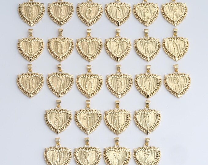 18K Gold Filled Initial Pendant, Letter Pendant, Alphabet Charm, DIY Jewelry Accessories, 28.6x22.2x3mm