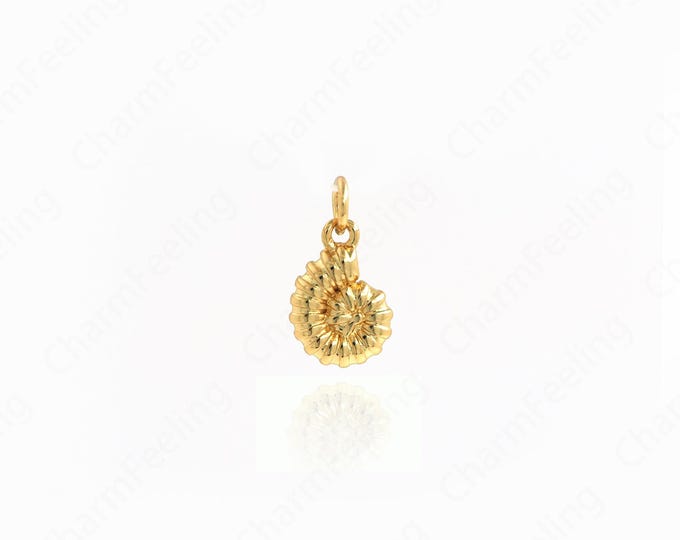 18K Filled Gold Ocean Charm Necklace, Conch Pendant, Beach Charm, DIY Jewelry Making Accessories 13.5x7.5x2.7mm