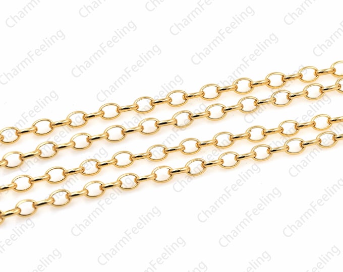 Oval welded chain, brass chain, jewelry chain, DIY bracelet/necklace jewelry making supplies 5x7mm 1 meter