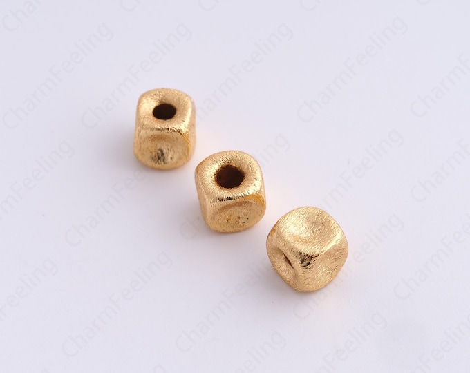 10 pcs Gold Filled Square Spacer Beads, Brass Square Beads, Metal Beads, Bracelet Beads, DIY Jewelry Making Accessories 6x6mm