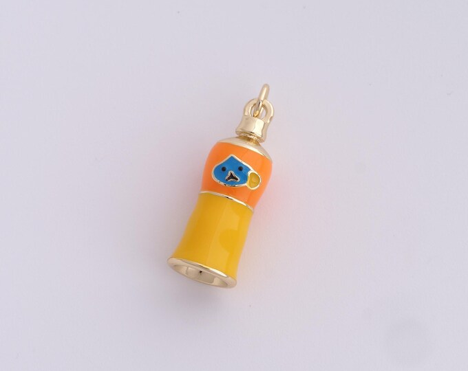 Enamel Juice Necklace Pendant 18K Gold Filled Orange Juice Charms,DIY Jewelry Making Supplies,26.2x8.5x8.5mm