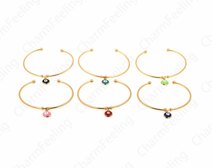 Enamel Eye Bracelet Paper Clip Bracelet 18K Gold Filled Men's Tag Bracelet Enamel Gold European Bracelet Lucky Bracelet