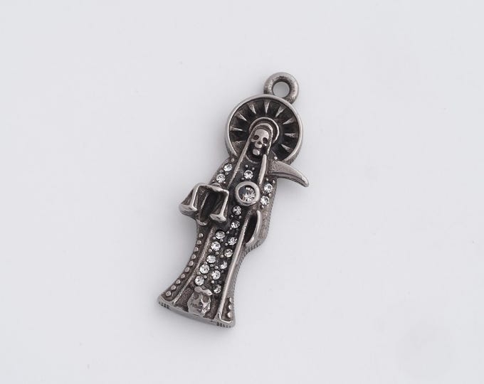 Retro Death Pendant,Retro Death Necklace,Stainless Steel Death Charm,DIY Jewelry Supplies 37.2x13.8x5.3mm