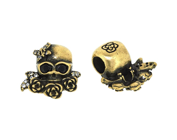 antique skull,skull spacer beads,lanyard skull beads,rhinestone skull 16*16*9mm 1pcs