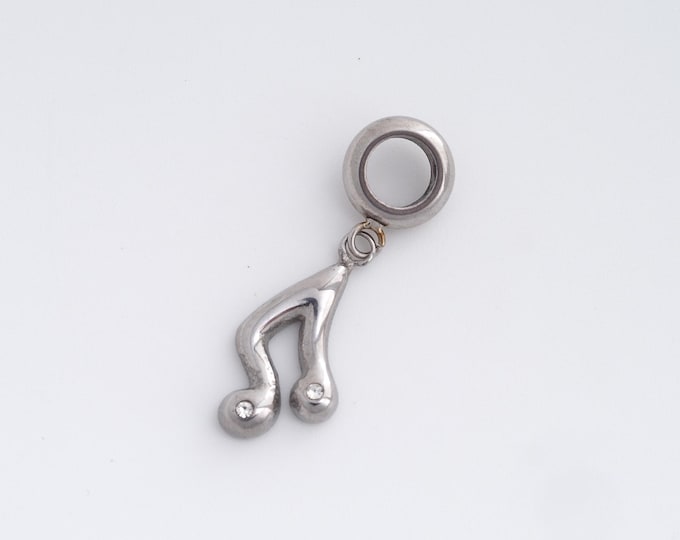 Stainless Steel Music Notes Pendant,Symbols Charms,CZ Music Notes Charm, DIY Jewelry Supplies, 30x10x2.8mm
