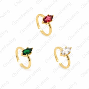 Anillo de compromiso, anillo de zirconia cúbica Micropavé, anillo abierto de oro, anillo ajustable de relleno de oro de 18 quilates, anillo de diamantes falsos, anillo delgado,