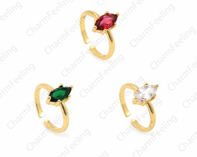 Engagement Ring,Micropavé Cubic Zirconia Ring, Gold Open Ring, 18K Gold Filling Adjustable Ring, Fake Diamond Ring, Thin Ring,