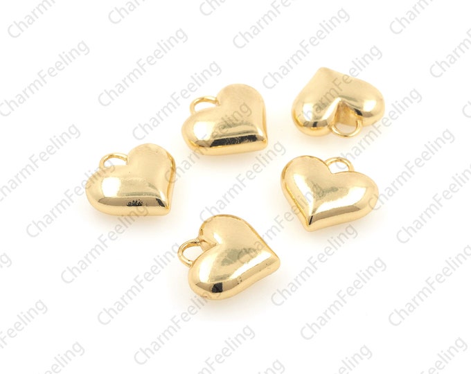 18K gold-plated heart-shaped necklace, heart-shaped pendant, exquisite heart-shaped jewelry, 3d heart-shaped pendant 16.5x16.8x6.5mm 1pcs