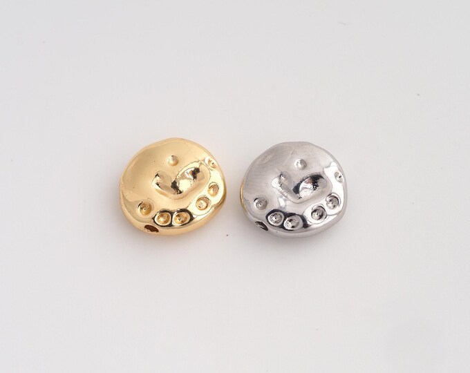 18K Gold Filled Paw Print Spacer Beads,Animal Foot Beads,Round Flat Beads,DIY Jewelry Supplies,12.7x4mm Hole 2mm