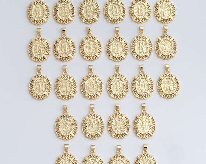 18K Gold Filled Initial Pendant, Letter Pendant, Alphabet Charm, DIY Jewelry Accessories, 29.5x18.7x2.3mm