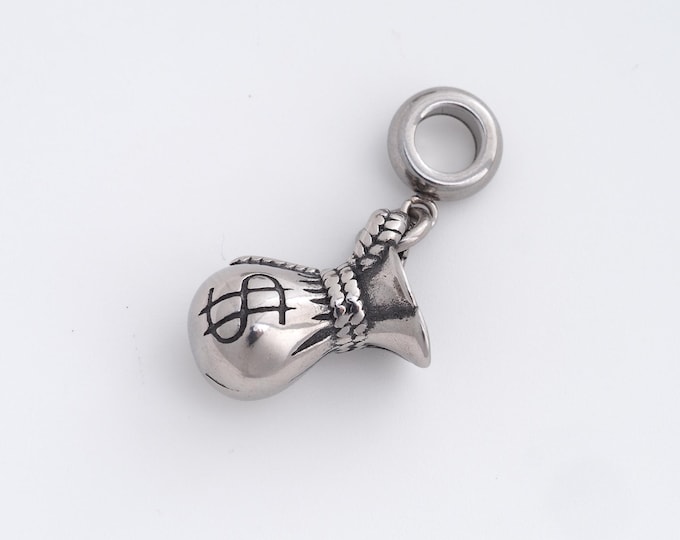 Stainless Steel Money Bag Pendant,Money Bag Charms,Money Bag Charm, DIY Jewelry Supplies, 32x16x9.8mm