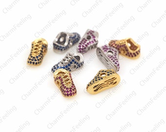 Micro Pave CZ Sneaker beads，gym shoes sport beads，cz shoes charms 13.5×6.5×6.1mm  1pcs