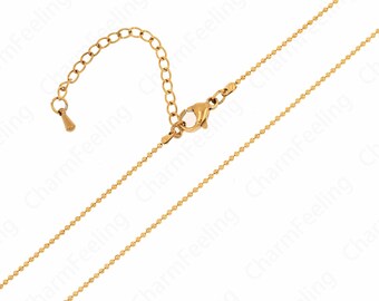 Layered Necklace,Beaded Necklace Dainty Chain Necklace,Gold Necklace, Stainless Steel Chain Classic Chain Necklace 37+6cm