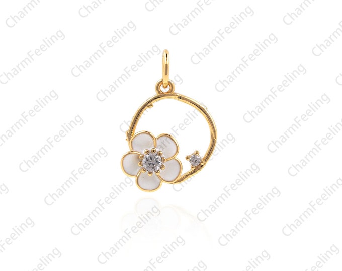 Flower Pendant, Garland Necklace, Flower Charm, Golden Flower Pendant, Used for Bracelet/Necklace Jewelry Accessories 17.4x12.8x3.2mm 1pcs