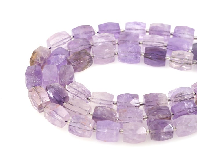 Light Amethyst Rectangular Gemstone Bead, Cube Gemstone Necklace, Cube Natural Stone Chain, Natural Stone Necklace, 12x16mm