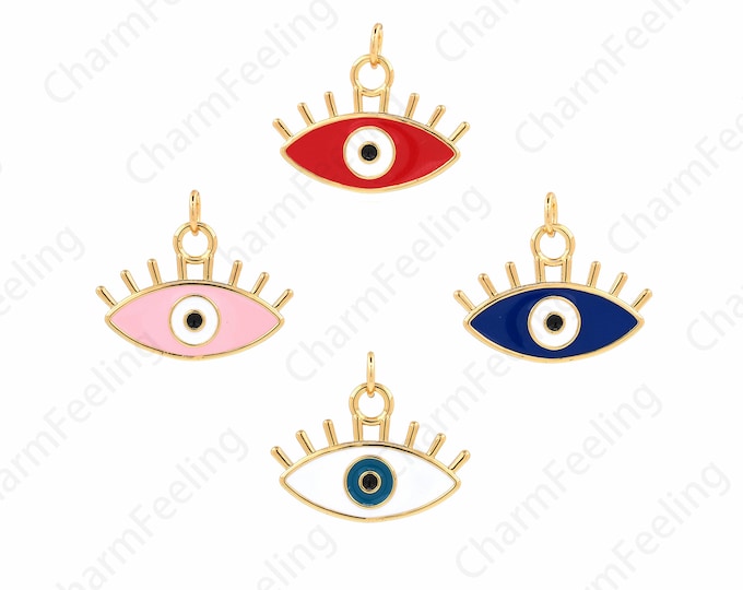 Lucky Eye Pendant,18K Gold Filled Eye Pendant, Eye Charm, Enamel Charm, Enamel Pendant, DIY Jewelry Accessories, 19x22x2mm