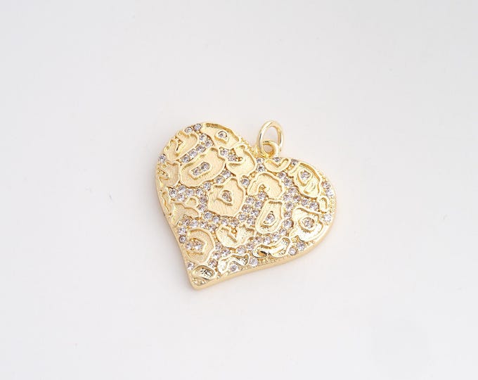 CZ Heart Pendant,Love Pendant,18K Gold Filled Heart Charm,DIY Jewelry Accessories,26x24.5x3mm