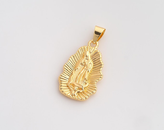 5 pcs Virgin Mary Pendant,Religious Pendant,18K Gold Filled Catholic Charm,DIY Jewelry Accessories,30x15x3.5mm