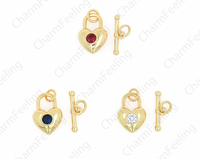 OT Clasp, 18K Gold Filled Heart Clasp, Micropavé CZ Love Clasp, Carabiner, Clasp Charm, Heart Charm, DIY Jewelry Supplies