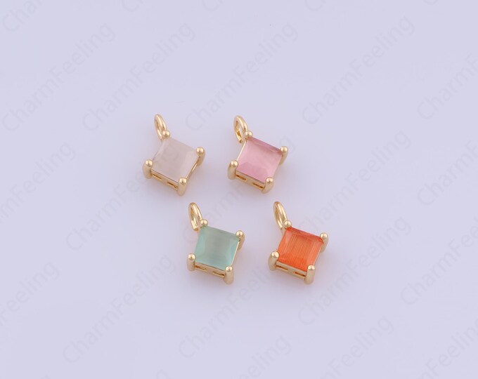 18K Gold Filled Geometric Necklace,Rectangular Pendant, Medal Charm,DIY Jewelry Making Accessories,11.3x8.2x4mm