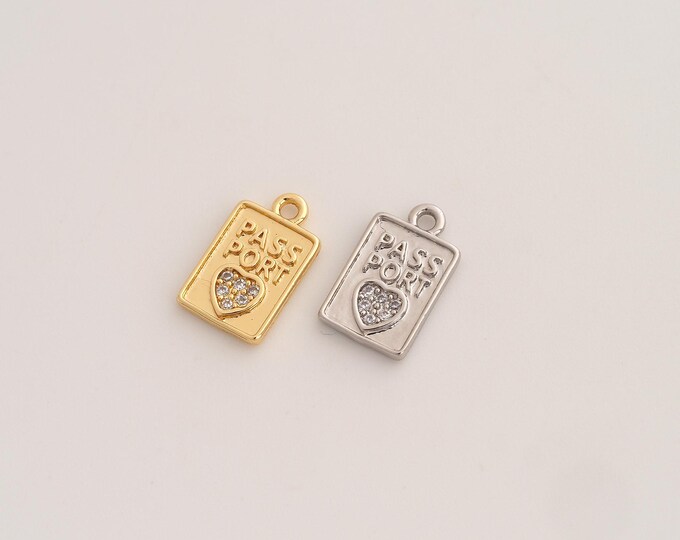 CZ Passport Pendant,Passport Pendant,18K Gold Filled Passport Charm,DIY Jewelry Accessories,13.2x8.2x1.8mm