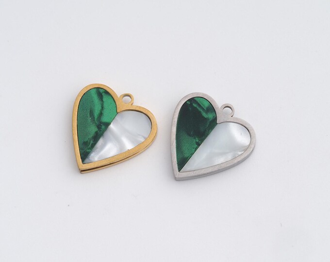 Stainless Steel Heart Pendant,Love Charms,Enamel Heart Charm, DIY Jewelry Supplies, 15.8x15x2mm