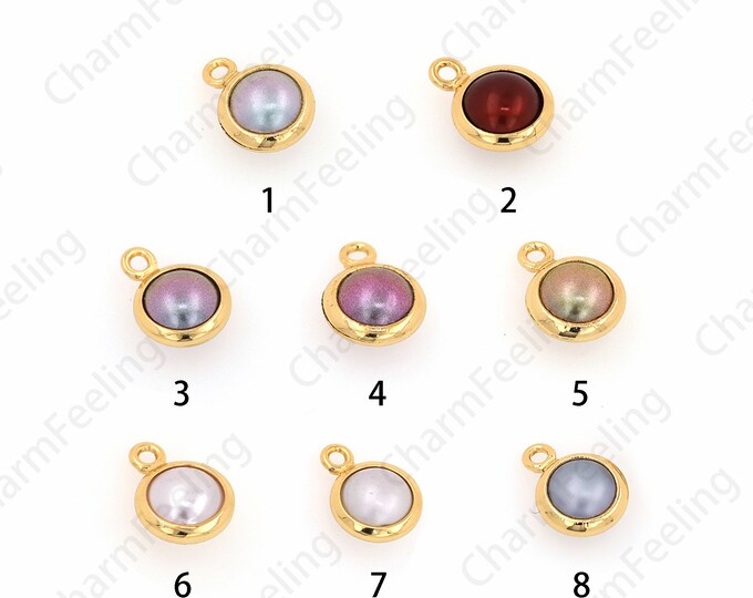 10 pcs,Round Coin Pendant, 18K Gold Filled Round Pendant, Micropavé CZ Coin Charm, Round Charm, DIY Jewelry Accessories,6mm/8mm/10mm