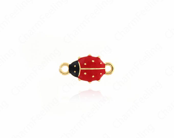 Gold Ladybug Connector,Ladybug Connector, 18K Gold Filled Insect Charm, DIY Bracelet Necklace Accessories, 10x19x3.3mm