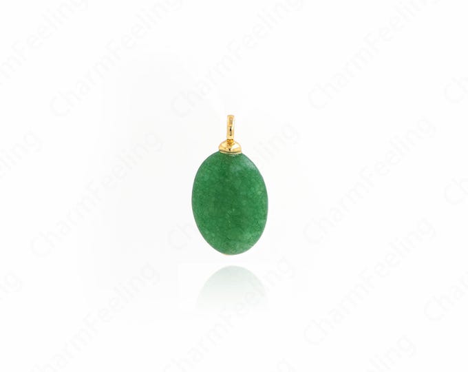 Natural Stone Pendant,Oval  Charm, Oval Necklace, 18K Gold Filled Disc Jewelry,DIY Jewelry Supplies, 24.5x12.5x5.5mm