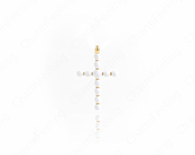 Enamel Cross Pendant, Religious Charm, 18K Gold Filled Christian Necklace, Faith Charm, DIY Jewelry Accessories, 35.5x22.5x4.3mm