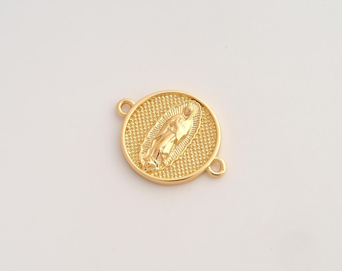5 pcs Virgin Mary Connector,Religious Connector,18K Gold filled Catholic Connector,DIY Bracelet Accessories, 24.5x18.7x3mm