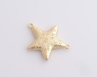 Pentagram Connector, Star Charm,Polaris Charm, 18K Gold filled Celestial Charm, DIY Bracelet Accessories, 37.6x26.2x5.4mm