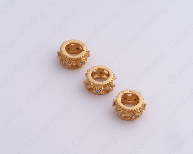 Gold Round Spacer Beads, 18K Gold Filled Tube Beads,Dainty Round Bracelet Necklace Spacer Beads, DIY Jewelry Supplies,8.5x4.3mm