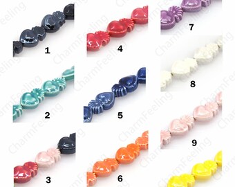 Love Spacer Beads,Color Painted Ceramics, Ceramic Heart Beads, Hand Painted Ceramics, Heart Charms, DIY Jewelry Supplies,16x10.5x6mm