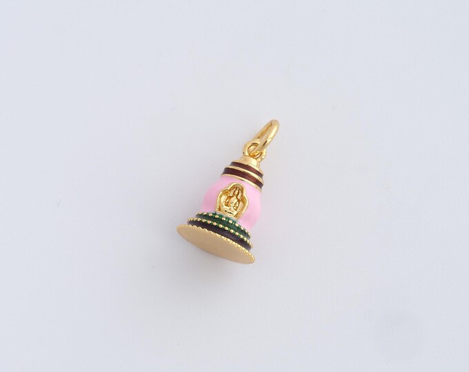 Enamel Tower Pendant,18K Gold Filled Tower Necklace,Enamel Charms,DIY Jewelry Supplies,15.7x8.4mm