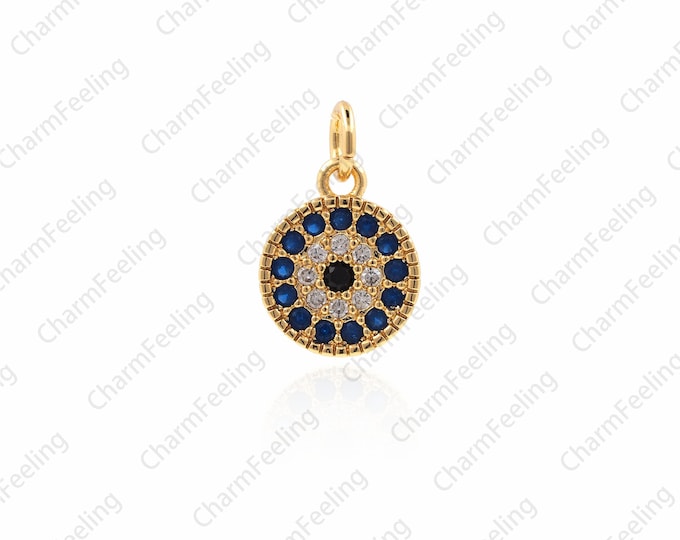 Eye Amulet, Cubic Zirconia, Micropavé Eye, For Bracelet Necklace Jewelry Accessories  15.5x10x2.1mm 1pcs