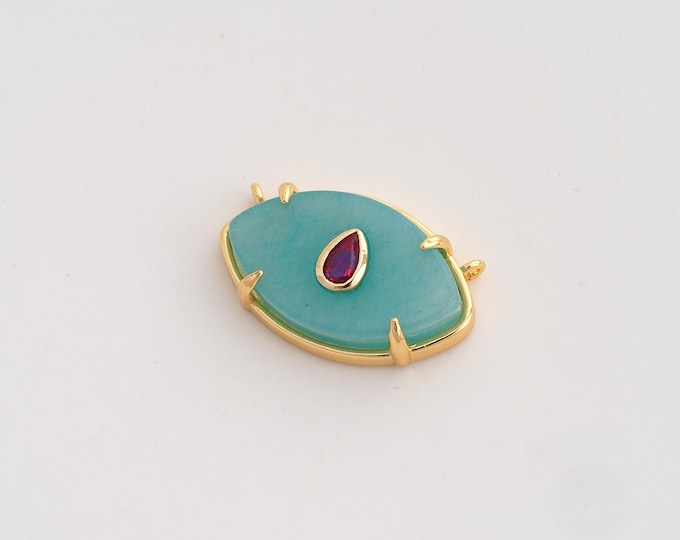 Natural Stone Pendant,Energy Stone Pendant,18K Gold Filled Eye Charm,DIY Jewelry Accessories,15x24x5.4mm