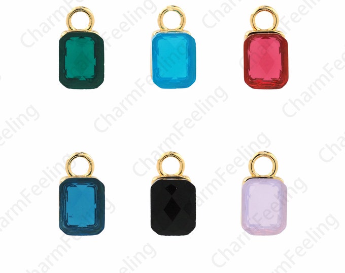 Micropavé CZ Square Necklace,18K Gold Filled Rectangular Charm,Geometric Pendant,Rectangular Pendant,DIY Jewelry Supplies,13x6.8x6mm
