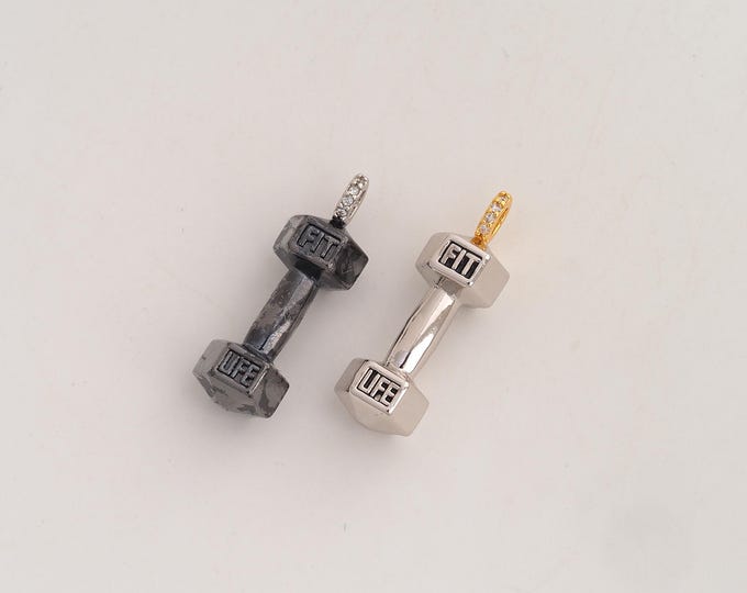 CZ Dumbbell Pendant,Sports Pendant,18K Gold Filled Barbell Charm,DIY Jewelry Accessories,25x8.2x7.6mm