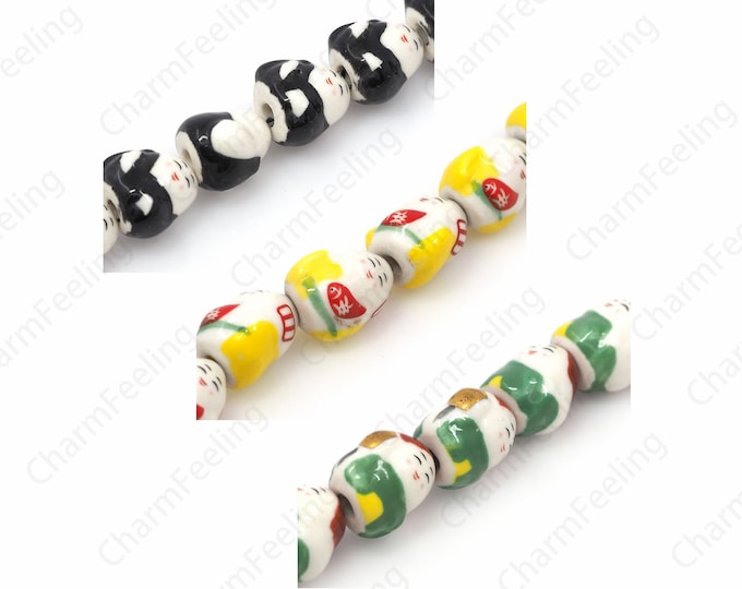 Ceramic Baby Beads, Handpainted Ceramic Beads, Character Ceramic Beads, Painted Ceramic Chains,Clay Beads, DIY Jewelry Supplies,16.5x15x13mm