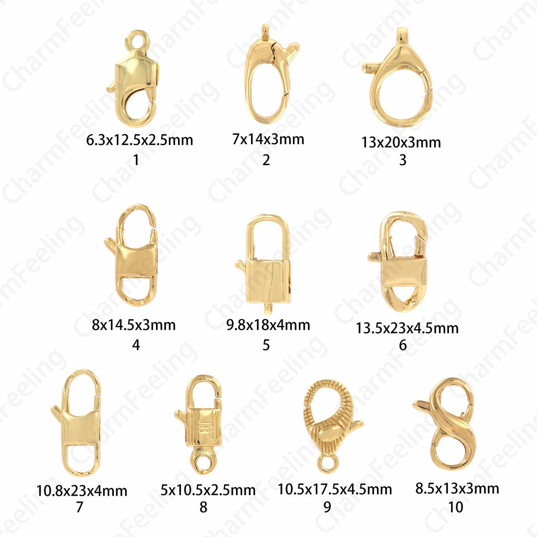 18K Gold Filled Lobster Clasp, Button Clasp, Spring Clasp, Carabiner