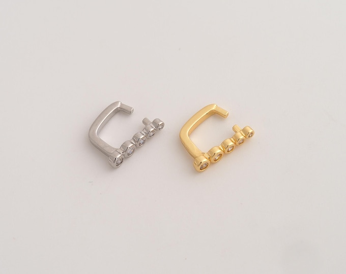 CZ Clip-On Clasp, Clip-On Clasp, 18K Gold Filled Clip-On Clasp, DIY Jewelry Making Supplies, 12x9.6x3mm