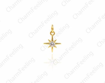 Pendentif Micro-Pave Mini Polaris, Collier Polaris, Polaris Charm, Pendentif Star, Star Charm, Bijoux diy Making Accessories 12.5×8×2.5mm 1pcs