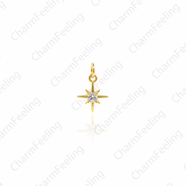 Micro-Pave Mini Polaris Pendant, Polaris Necklace, Polaris Charm, Star Pendant, Star Charm, DIY Jewelry Making Accessories 12.5×8×2.5mm 1pcs