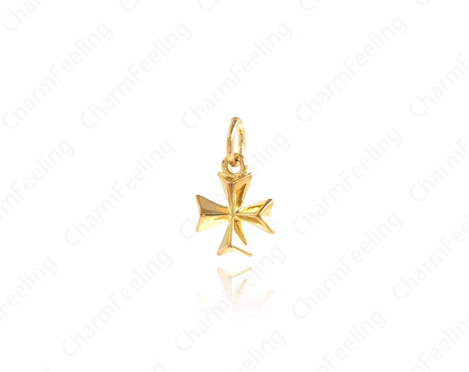 Gold Cross Charm,18K Gold Filled Cross Pendant,Micropavé CZ Religion Necklace,Cross Charm,DIY Jewelry Accessories,13.8x8.3x2mm